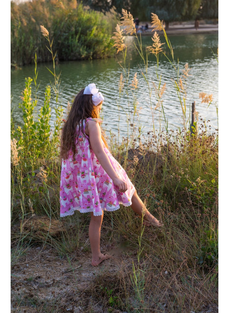 Petite Lamb Handmade Boutique Llama Reversible Dress - Image 3